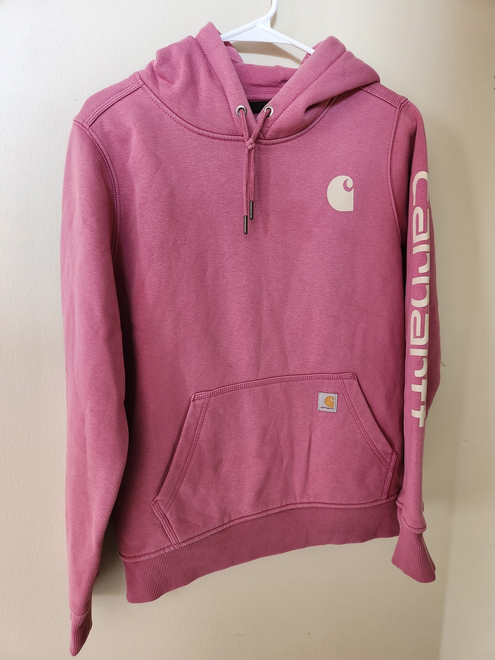 Carhartt Womens Rose-Pink Logo Hoodie Sweatshirt M Medium